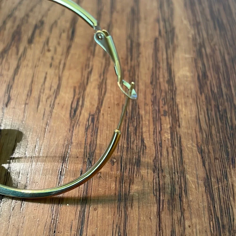 Gold Hoop Earrings, 2” - Picture 2 of 3